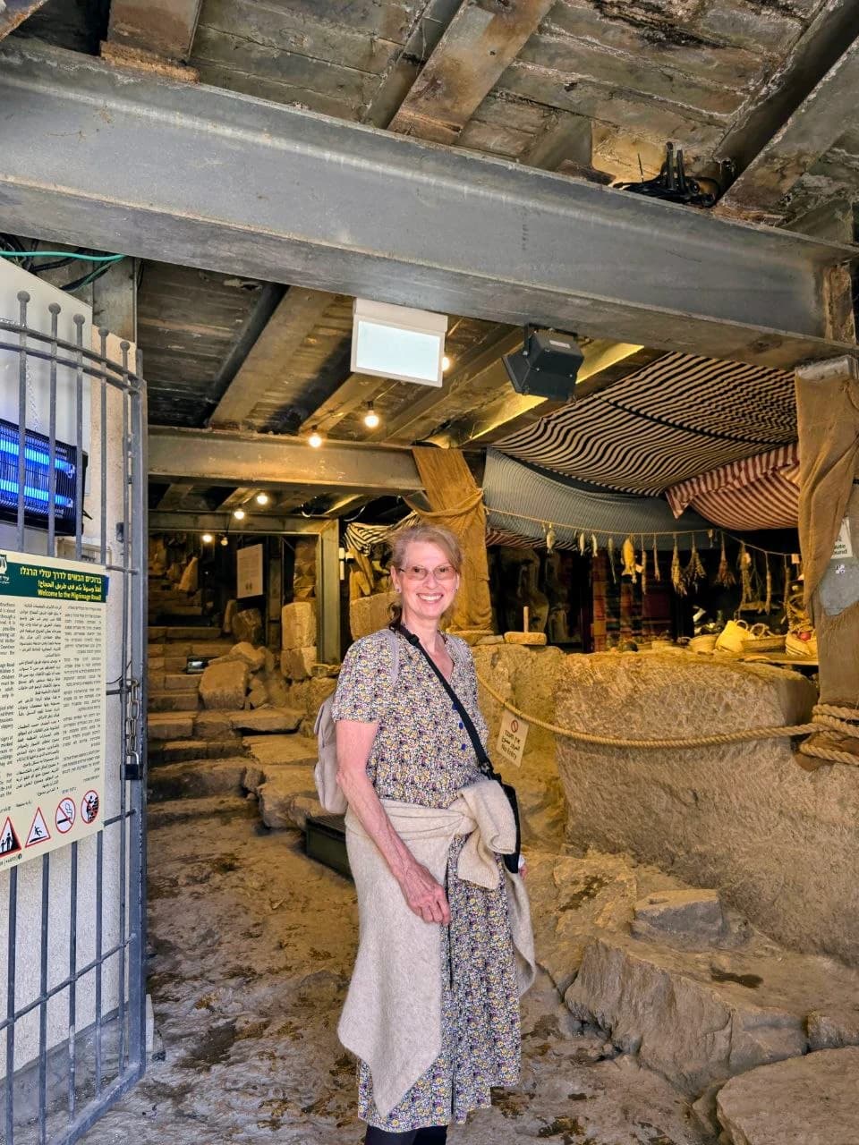 Margaret visiting an ancient stone archaeological site